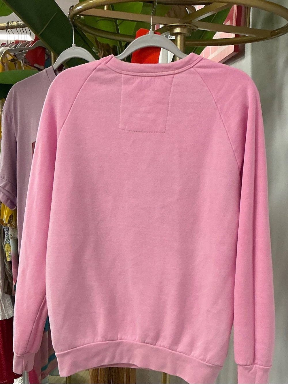 Aviator Nation Pink Crewneck with Blue AV Logo and Rainbow Stripes - Picture 2 of 2